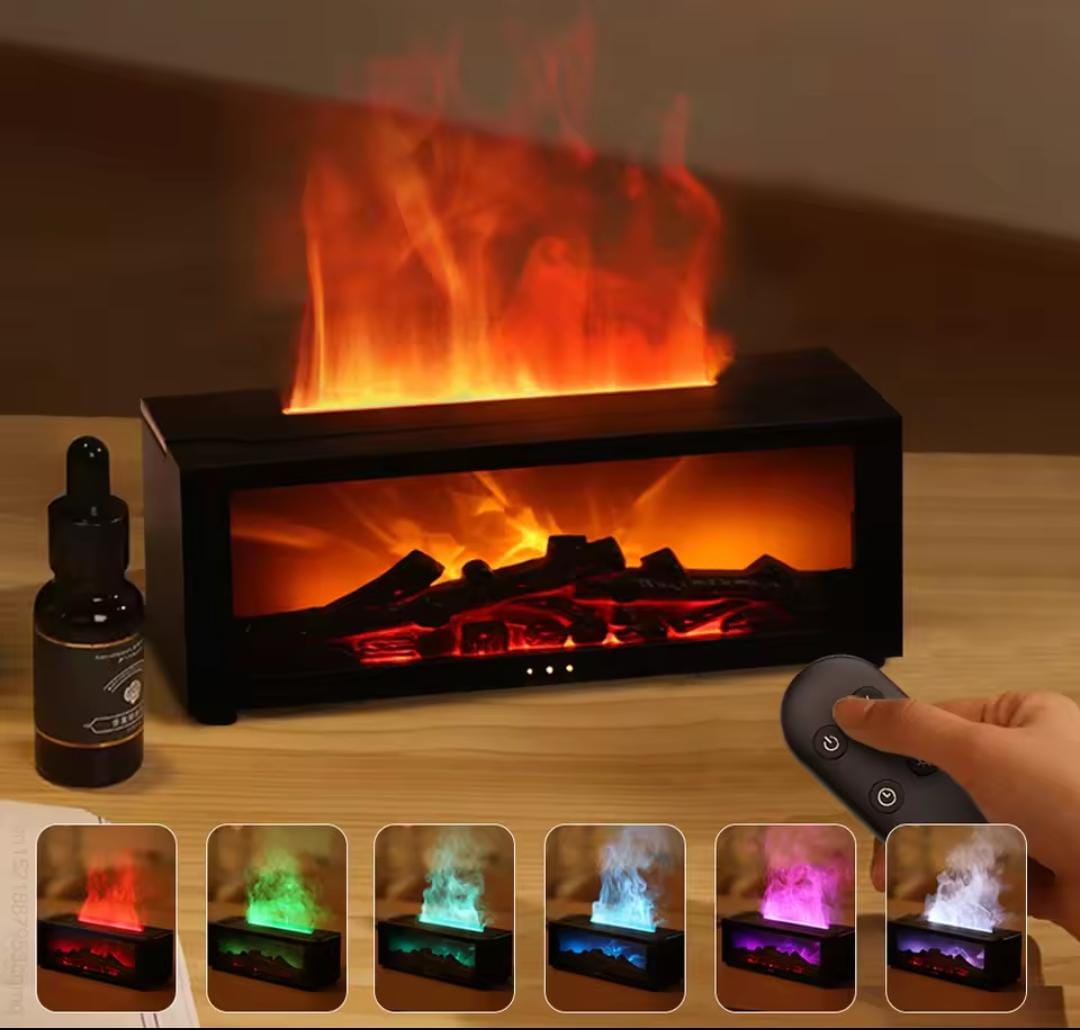 Haven Heights Electric Flame Humidifier – LED Fireplace with Color-Changing Effects