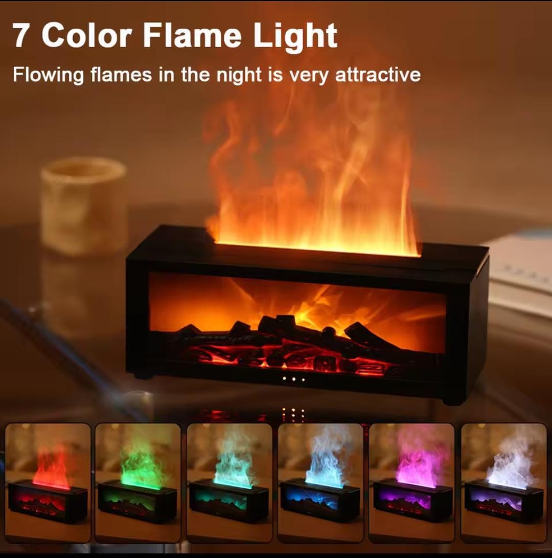 Haven Heights Electric Flame Humidifier – LED Fireplace with Color-Changing Effects